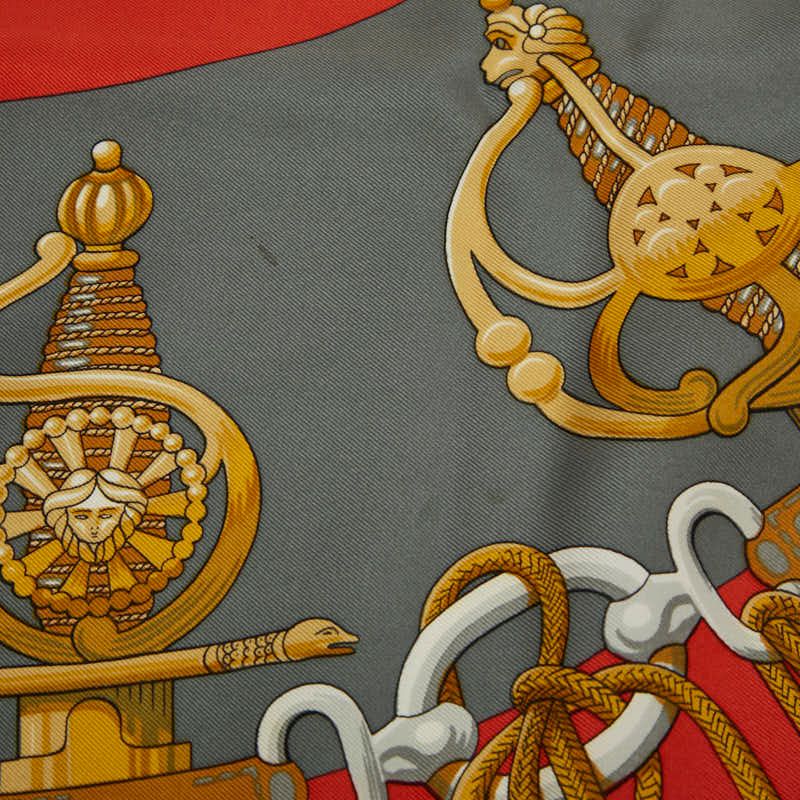 エルメス カレ90 Cliquetis クリケティス レッド グレー ゴールド