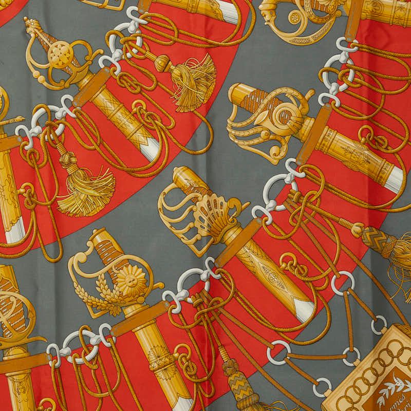 エルメス カレ90 Cliquetis クリケティス レッド グレー ゴールド