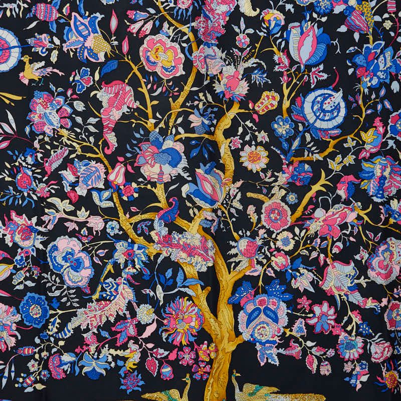 エルメス カレ90 Fantaisies indiennes 眩惑のインド ブラック マルチ