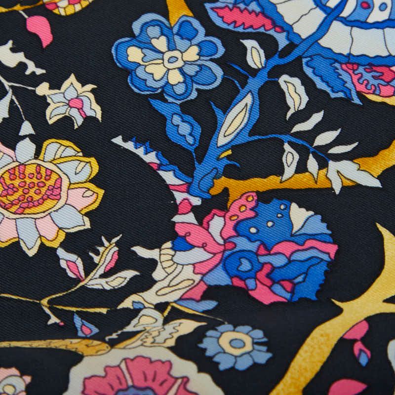 エルメス カレ90 Fantaisies indiennes 眩惑のインド ブラック マルチ