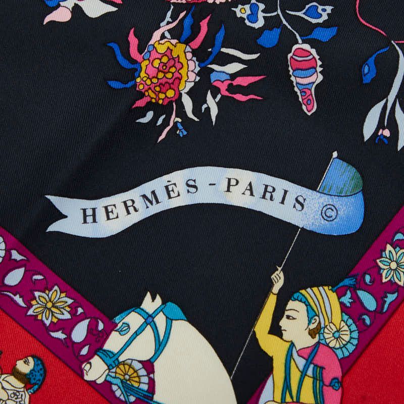 エルメス カレ90 Fantaisies indiennes 眩惑のインド ブラック マルチ