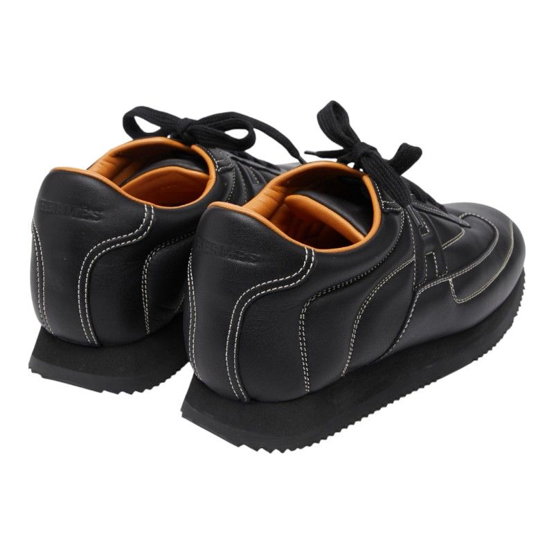 エルメス クイック Hロゴ スニーカー サイズ37 1/2 ブラック レザー