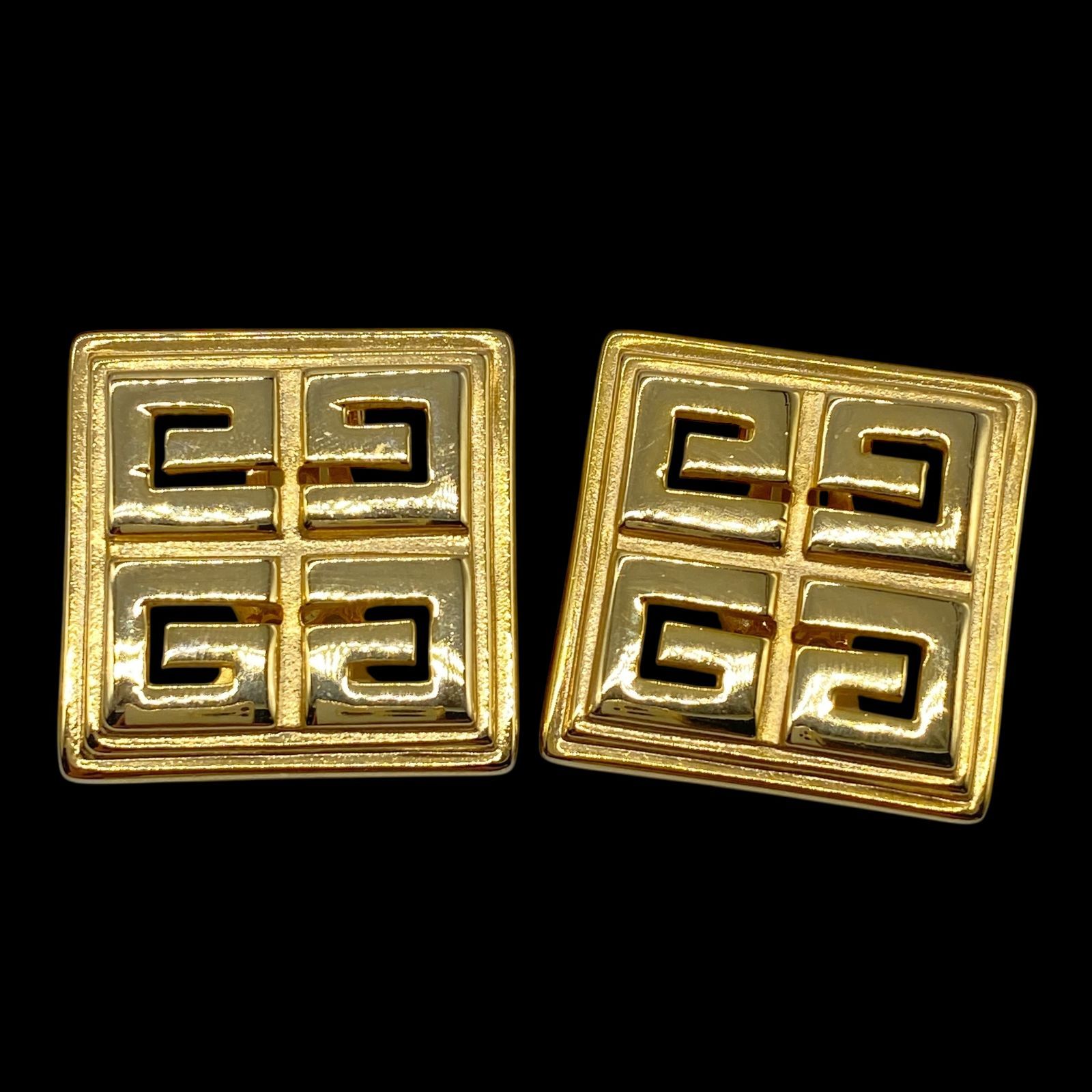 希少 美品 GIVENCHY ジバンシー 大ぶり 4Gロゴ イヤリング スクエア