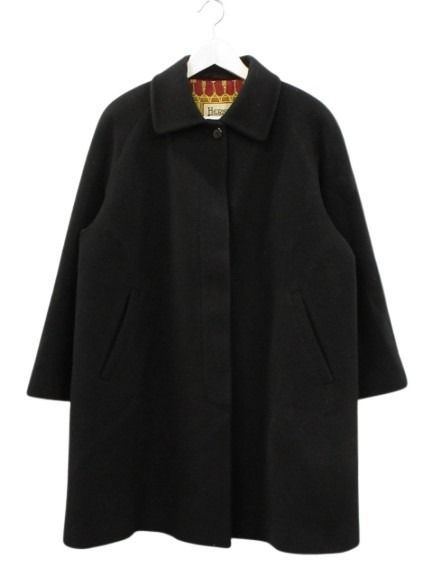 ヘルノ HERNO ウール カシミヤ コート 裏地シルク スカーフ柄 ブラック