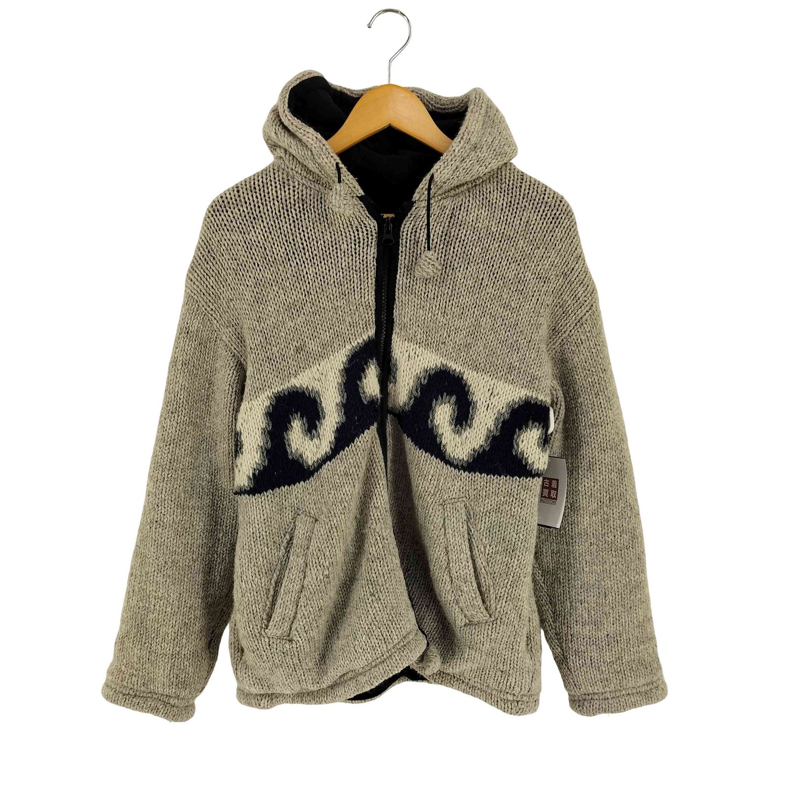 ユーズドフルギ 古着 ネパール製 ウールニット ジップアップパーカー メンズ import M
