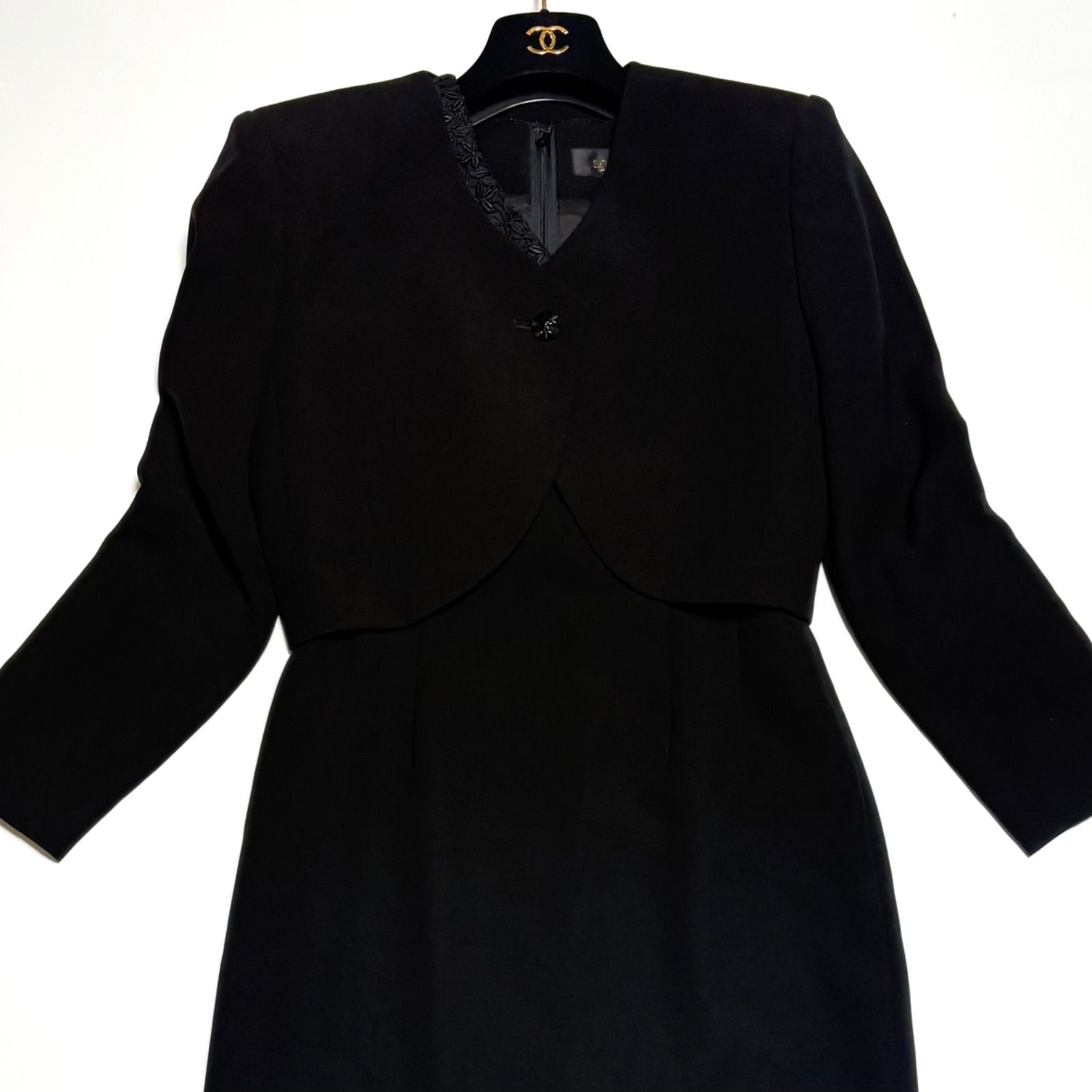 東京ソワール SOIR BENIR ブラックフォーマル アンサンブル 喪服 礼服 ノー ジャケット レース襟ワンピース 冠婚葬祭