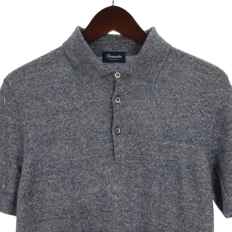 ドルモア DRUMOHR ニット ポロシャツ 半袖 リネン混 ブルー系 48