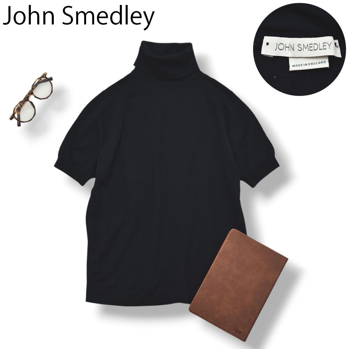 JOHN SMEDLEY - ジョンスメドレー ニット セーター ウール M 紺 ジョン