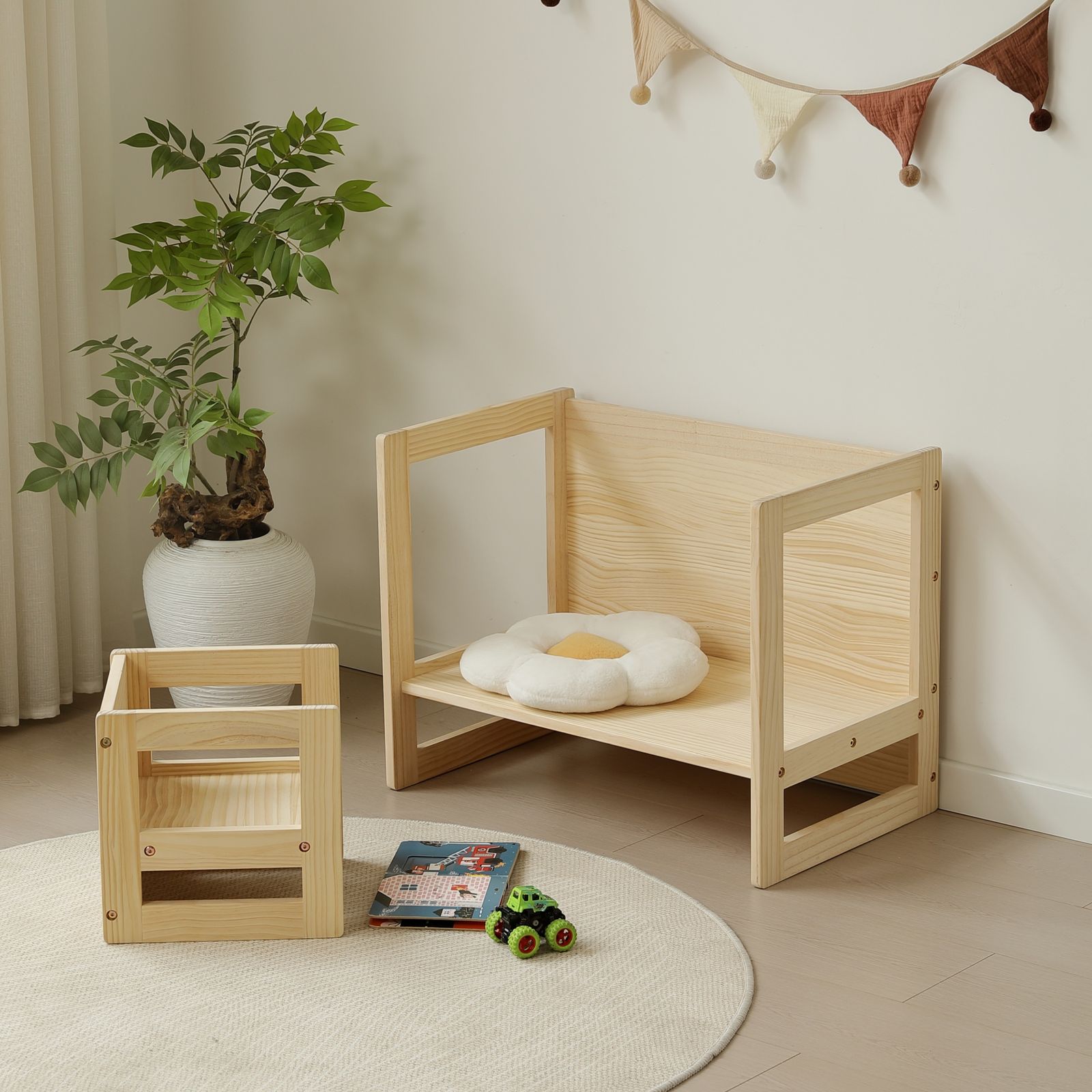 全新品 キッズデスク チェア セット 2点セット 天然パイン材 キッズ 
