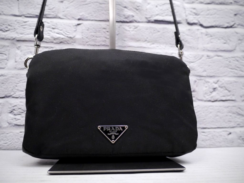 美品◇PRADA プラダ テスート ナイロンxレザー クロスボディ