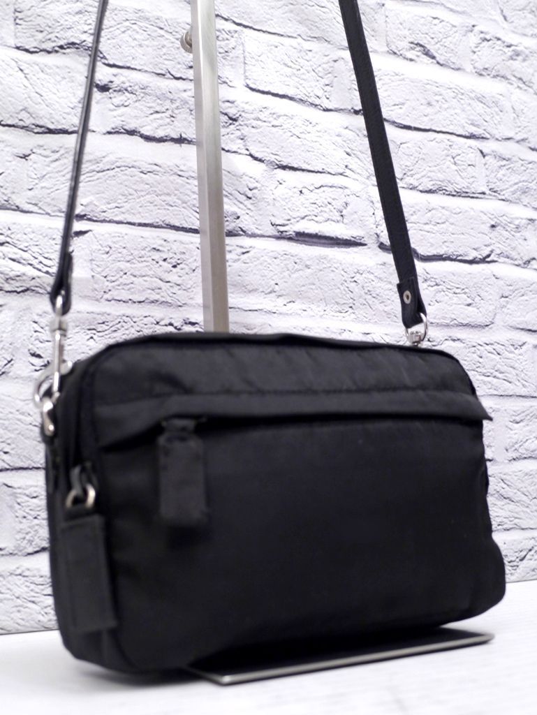◆ PRADA プラダ ナイロン ショルダー カメラ バッグ ポーチ ポシェット 美品◇PRADA プラダ テスート ナイロンxレザー クロスボディ