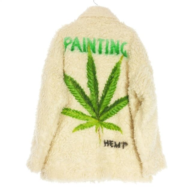 ダブレット doublet 25 AW HAND-PAINTED HEMP FAUX FUR JACKET ファージャケット ブルゾン 長袖 M アイボリー