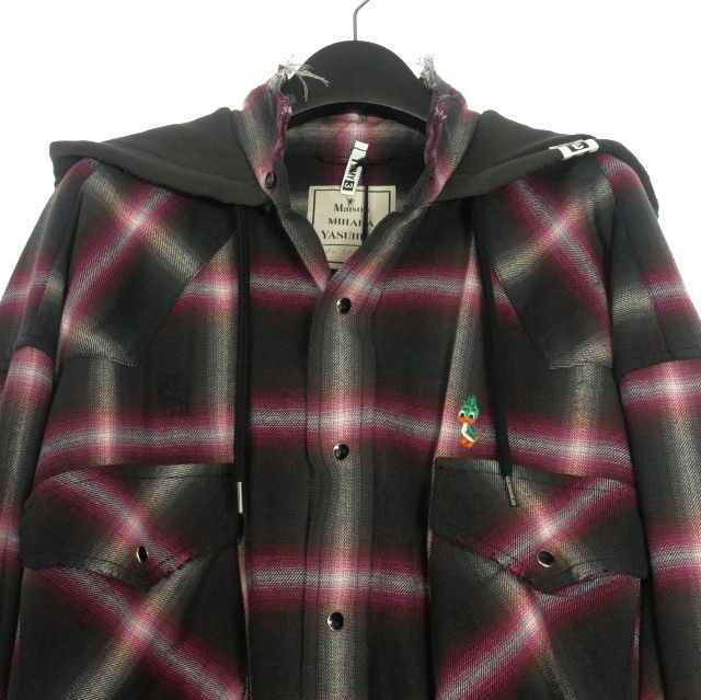 ミハラヤスヒロ MIHARA YASUHIRO 25AW Hoodie Combine Checkered Shirt