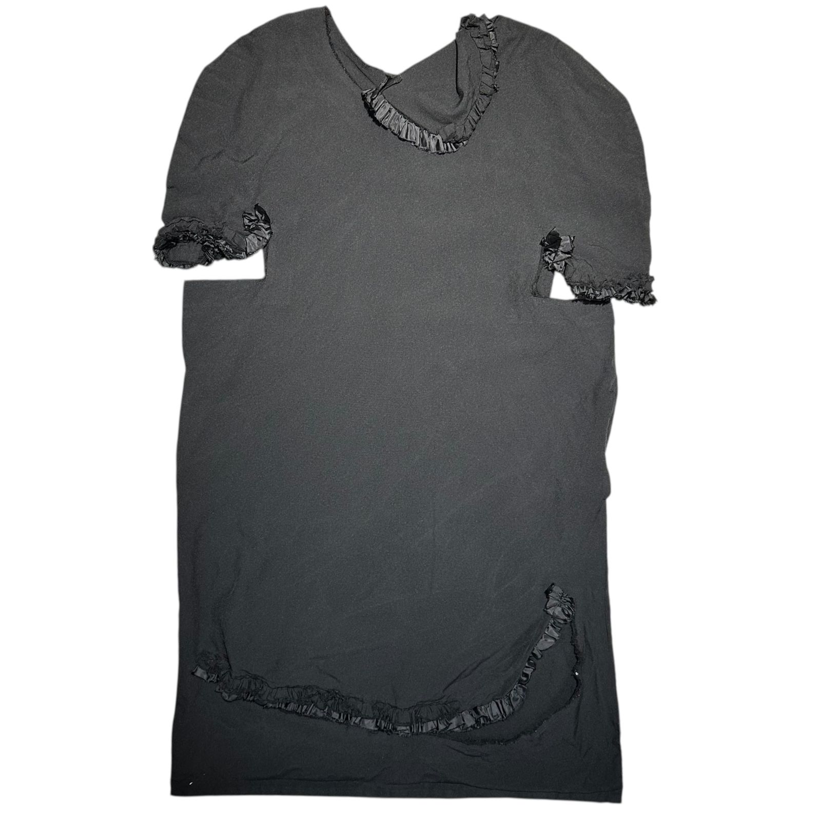 COMME des GARCONS コムデギャルソン 14 SS Product dyed Asymmetrical Distorted Frill Dress 製品染め アシンメトリー 変形 フリル ワンピース 服でない服期