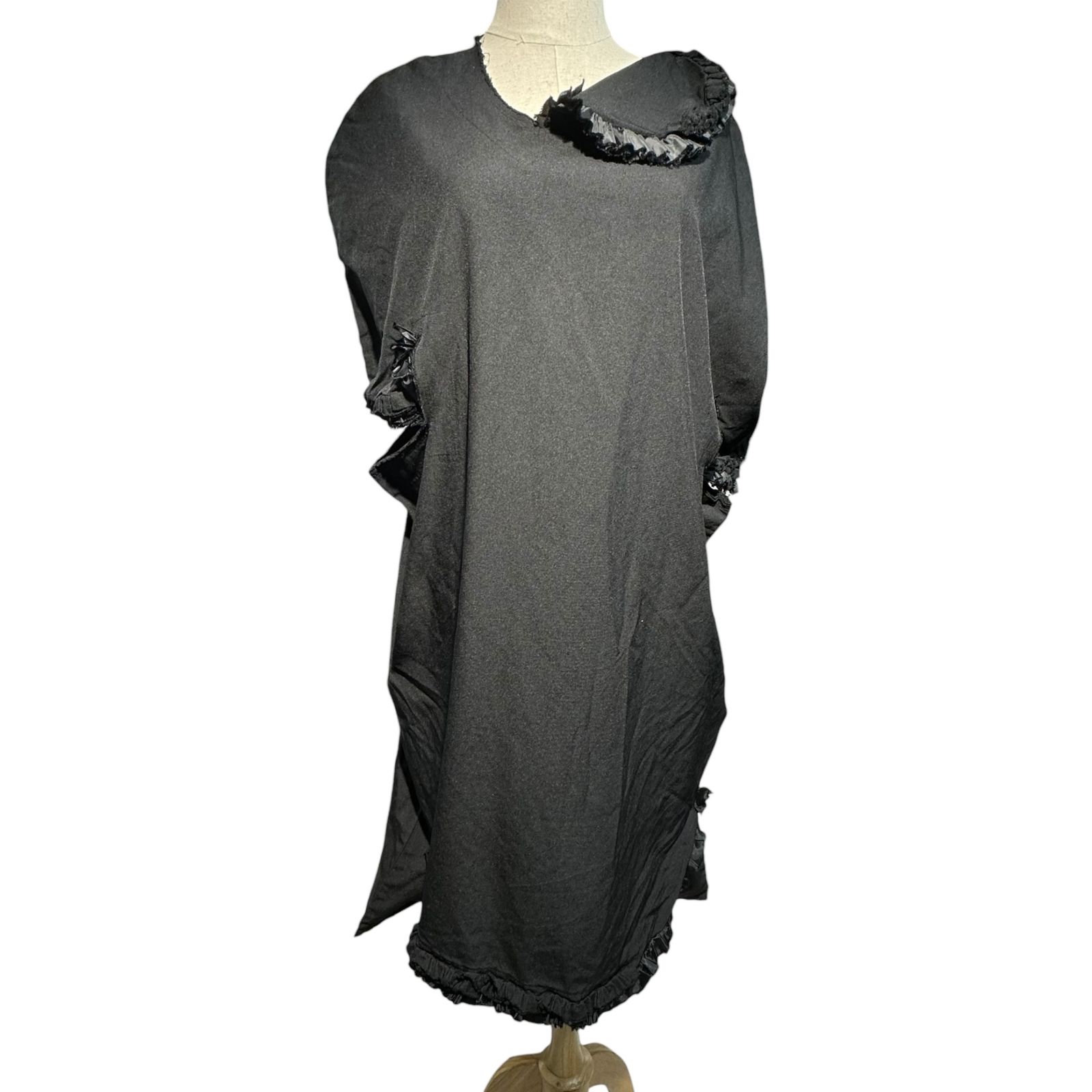 COMME des GARCONS コムデギャルソン 14 SS Product dyed Asymmetrical Distorted Frill Dress 製品染め アシンメトリー 変形 フリル ワンピース 服でない服期