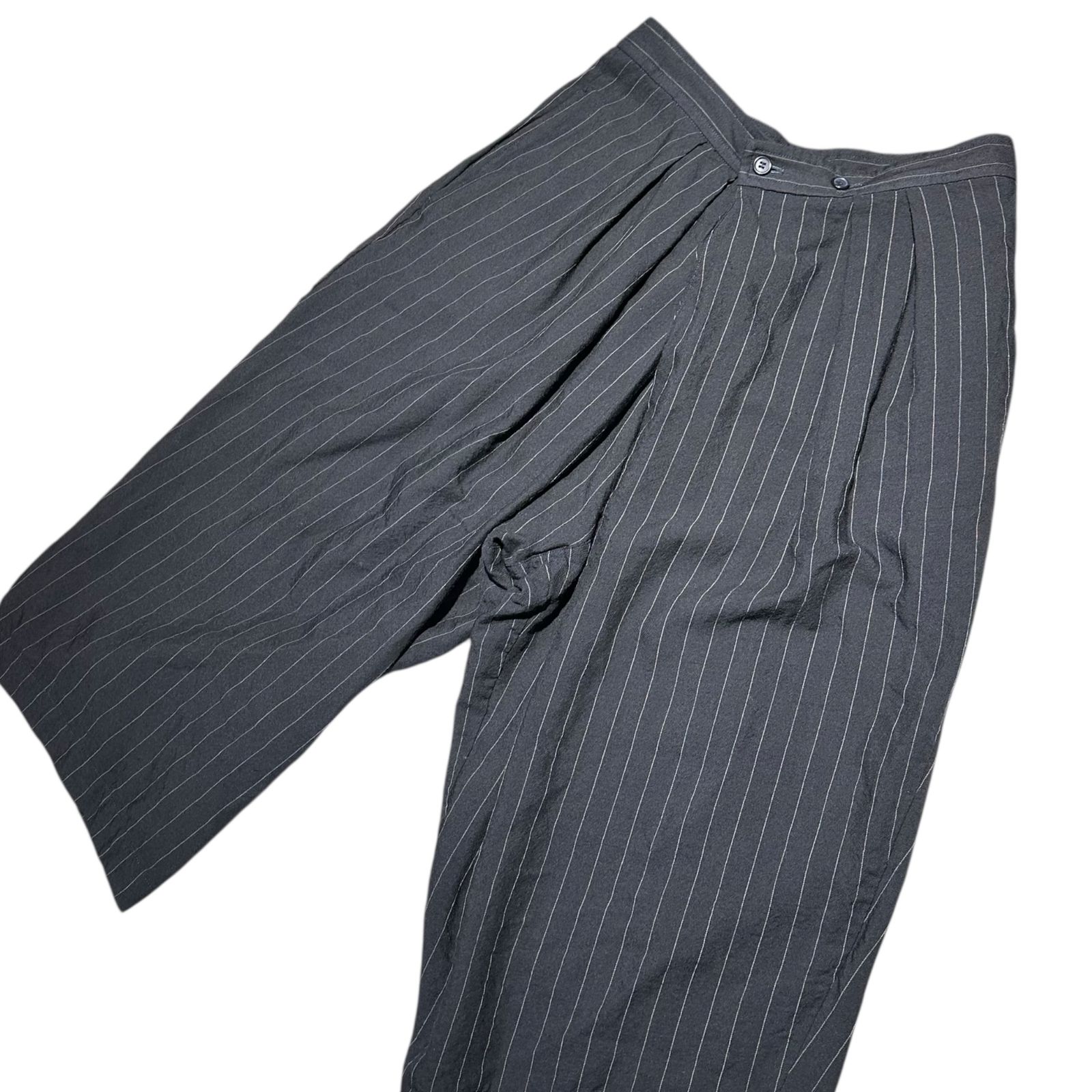 COMME des GARCONS コムデギャルソンコムデギャルソン 16 SS Wool Striped Wide Cropped Slacks ウール ストライプ ワイド クロップド スラックス RQ P 011 S