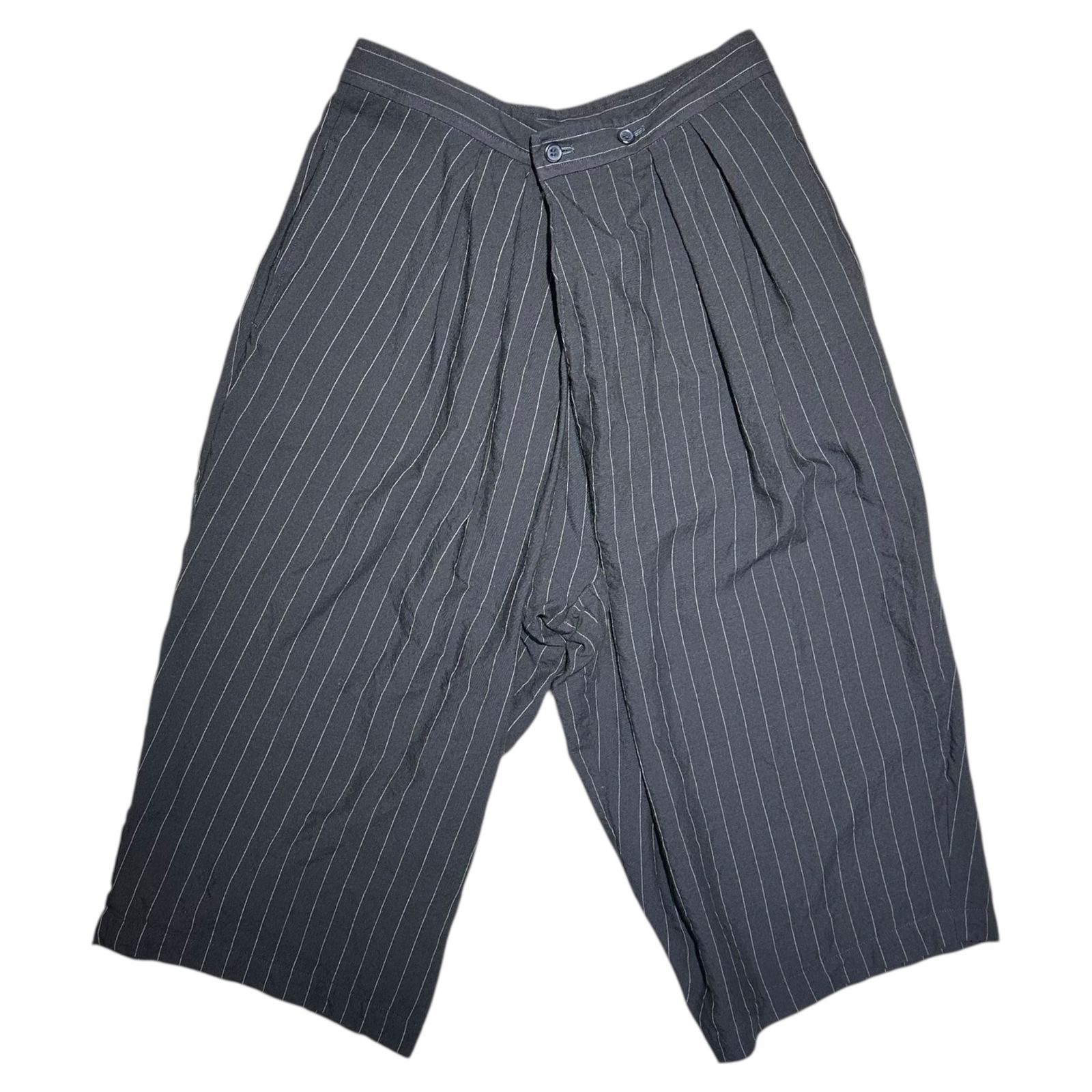 COMME des GARCONS コムデギャルソンコムデギャルソン 16 SS Wool Striped Wide Cropped Slacks ウール ストライプ ワイド クロップド スラックス RQ P 011 S