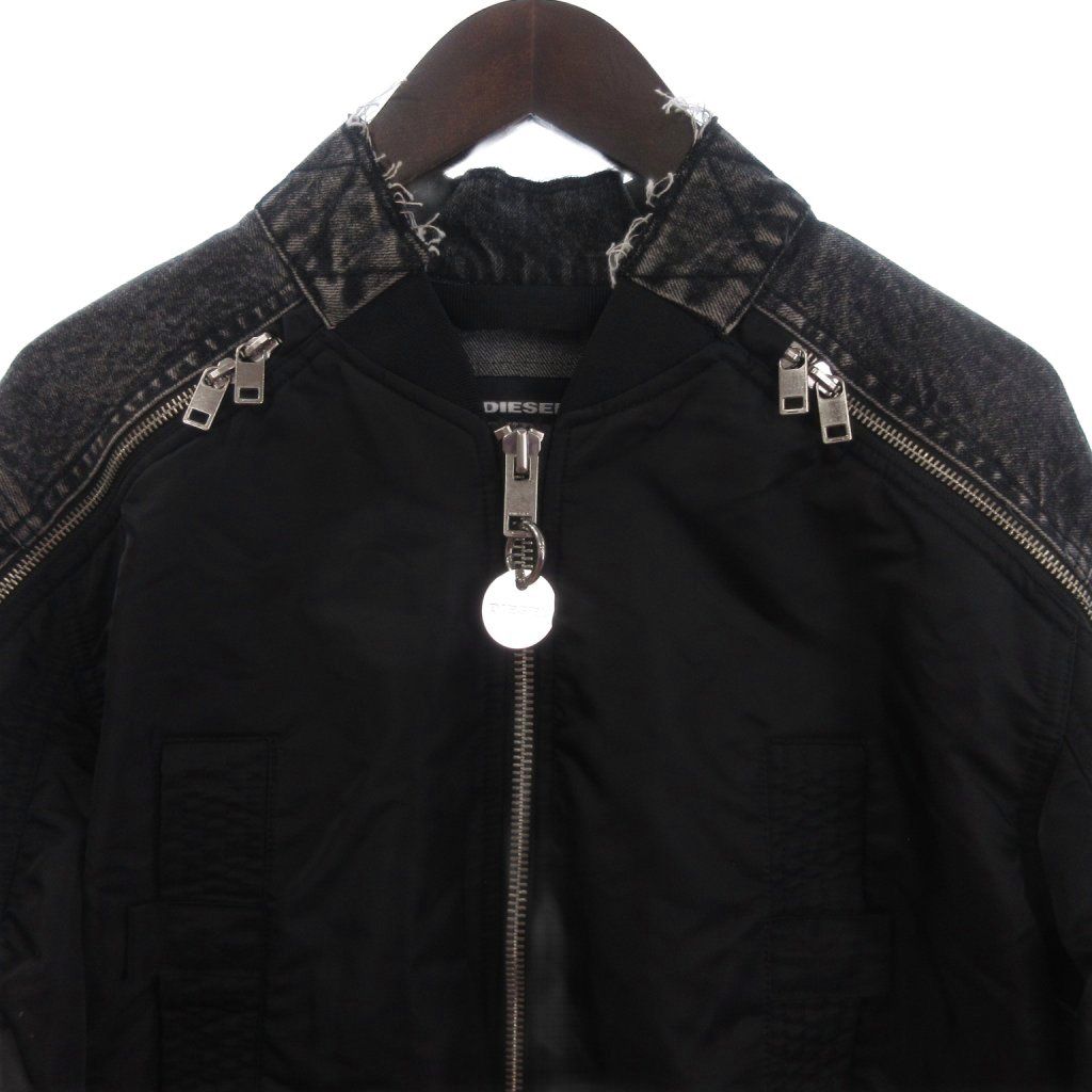 ディーゼル 美品 デニム切替 MA-1 ブルゾン ジャケット 黒 M ディーゼル DIESEL 美品 デニム切替 MA-1 ブルゾン ジャケット