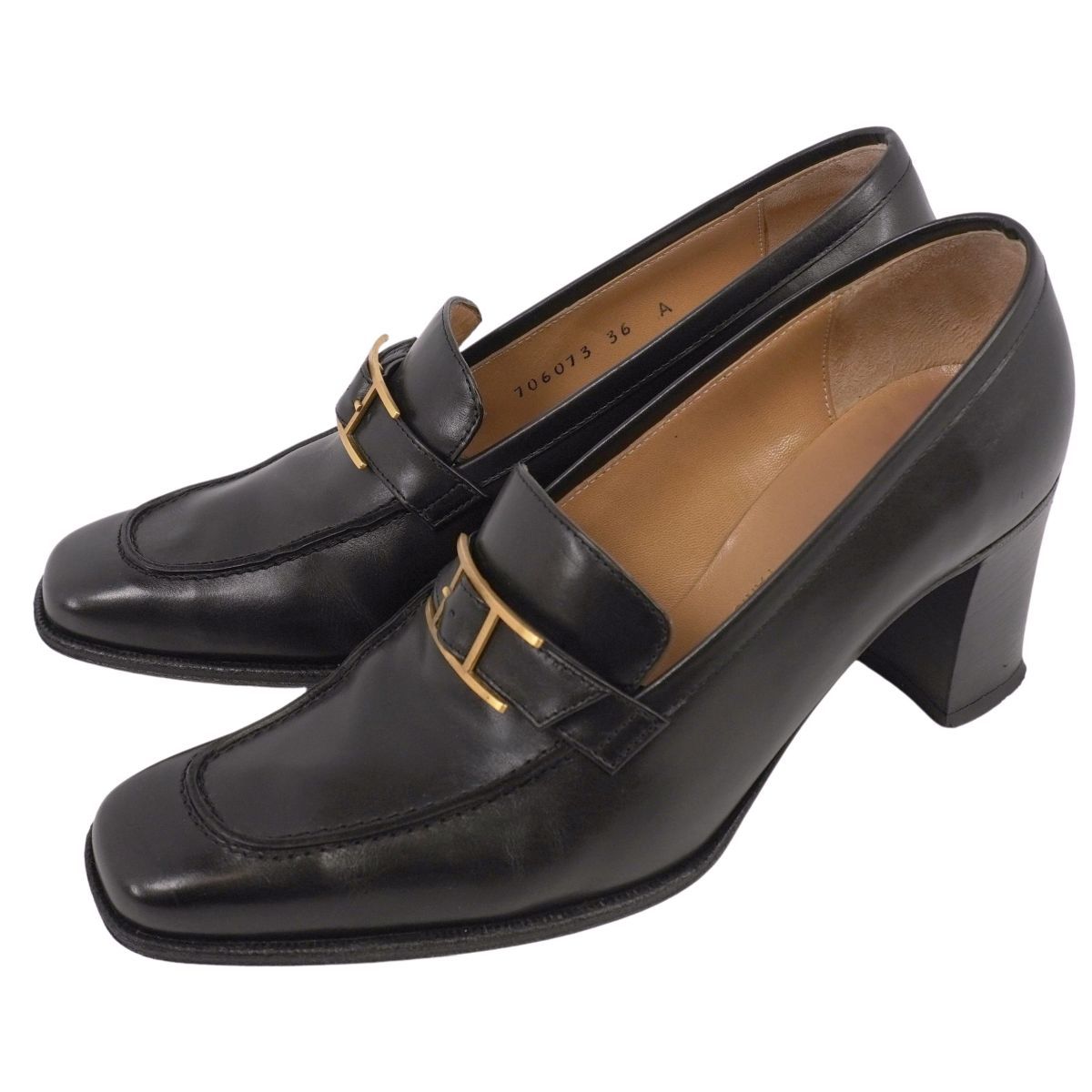 エルメス HERMES ローファー モカシン アピ金具 レザー ヒール シ