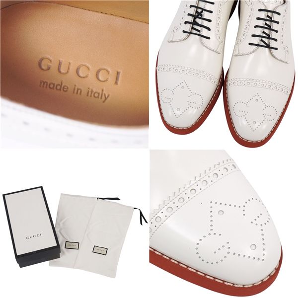 未使用 グッチ GUCCI レザーシューズ ダービーシューズ メダリオン