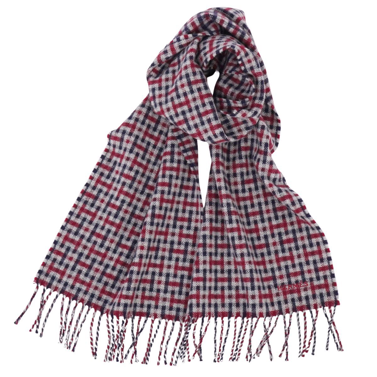 HERMÈS エルメス 廃盤 Hロゴ カシミヤ100 マフラー ストール 極美品