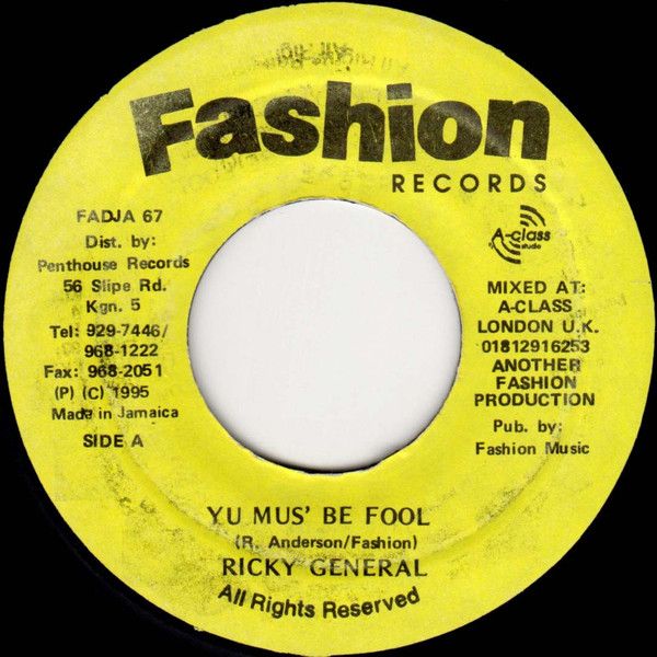 ジャマイカ7” Ricky General / Jazzwad & The Yu Mus Be Fool / Wig