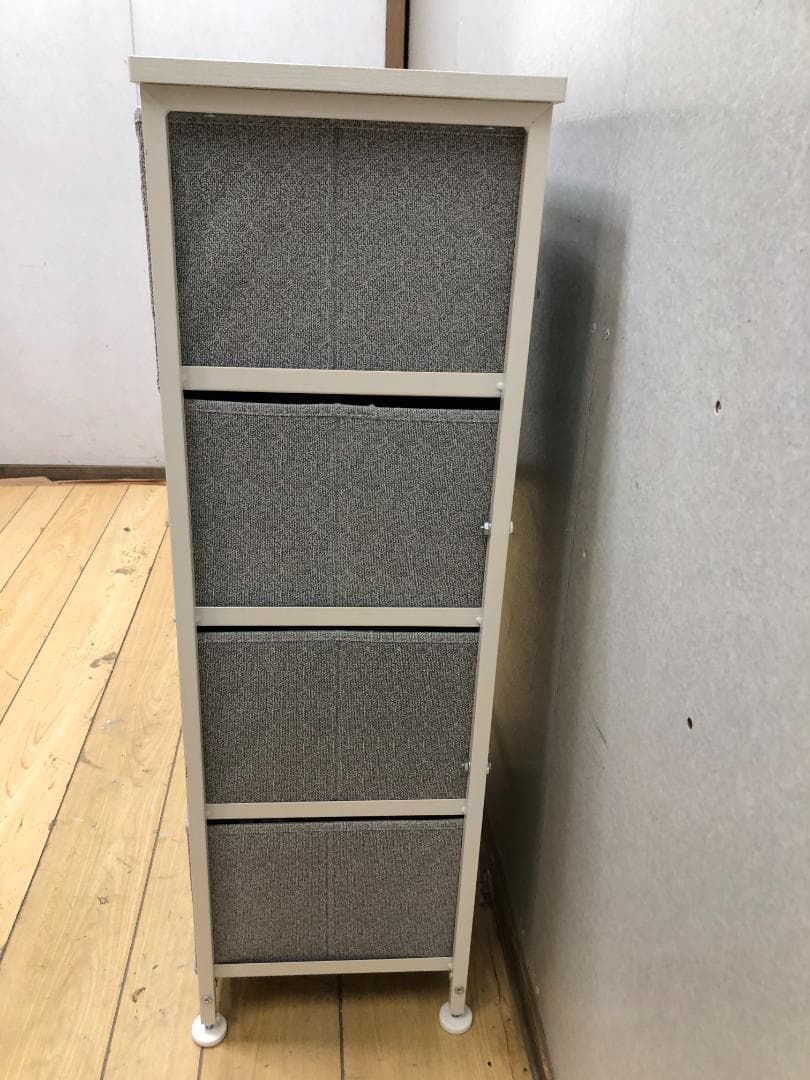 送料無料 美品 布製チェスト 4段収納 ラック スリム 収納ボックス