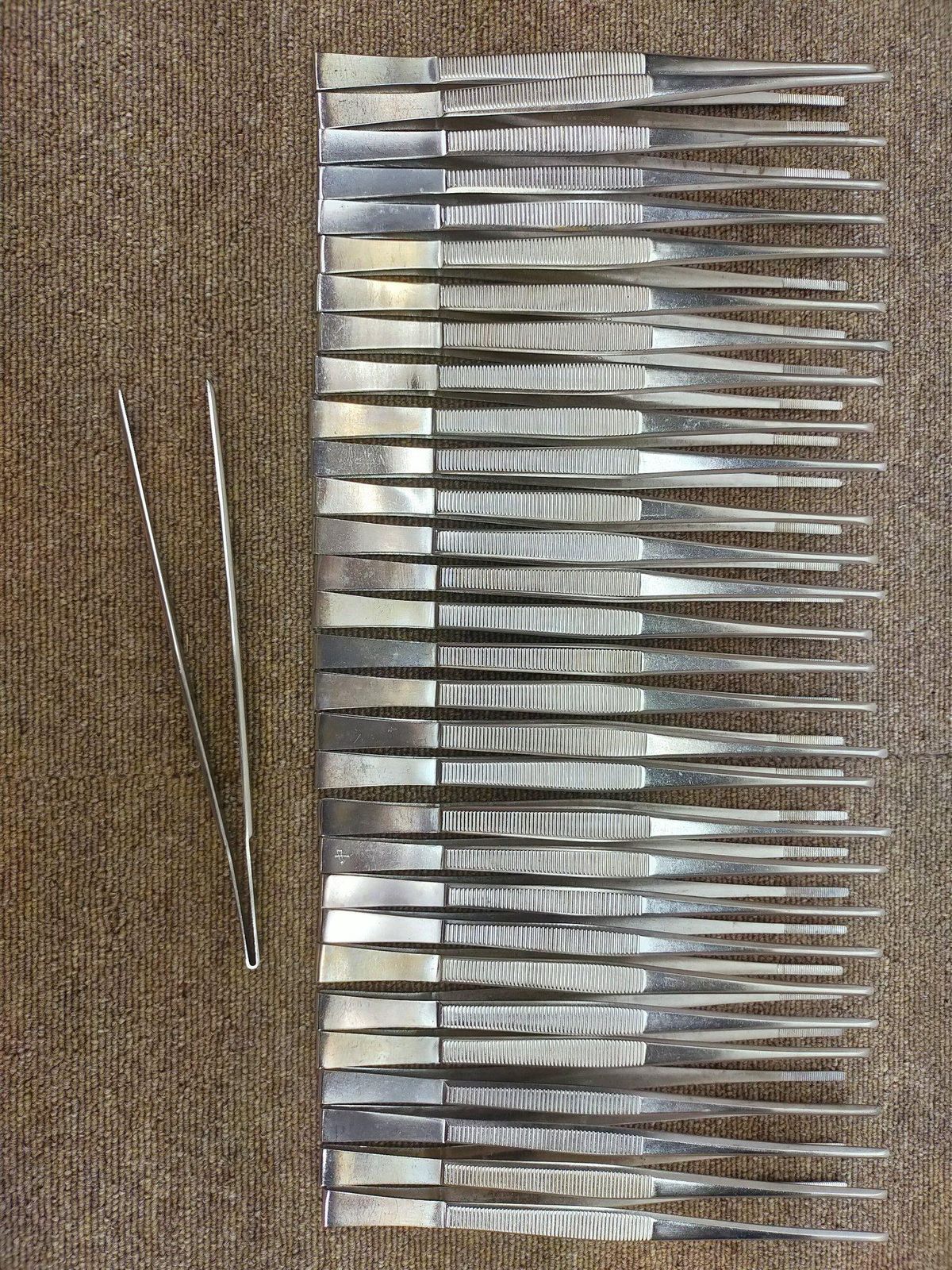 3本 全長230 mm ピンセット プロ用ステンレス製 グリップ付き