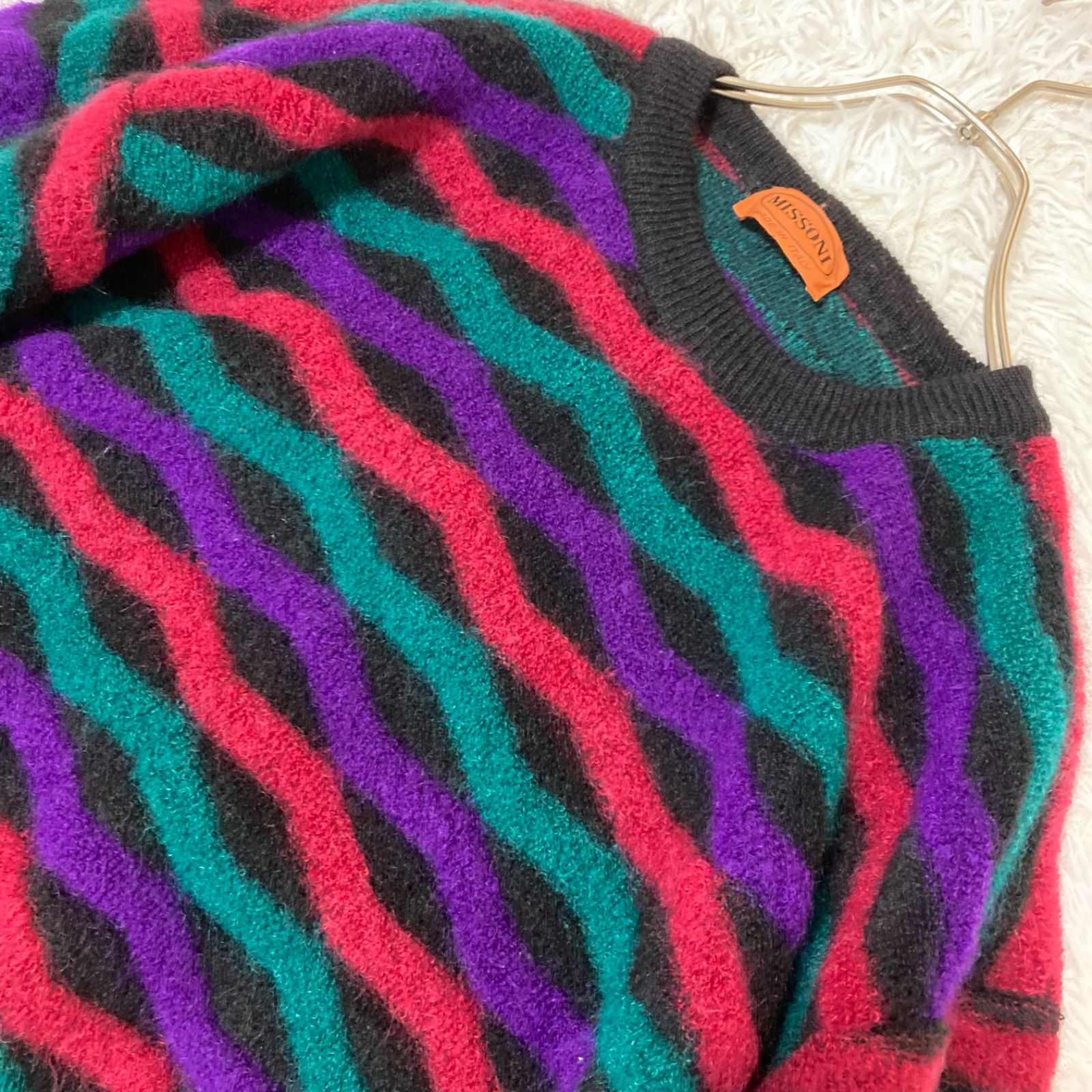 ミッソーニ 最高級オレンジタグ モヘア混 ボーダーニット サイズM