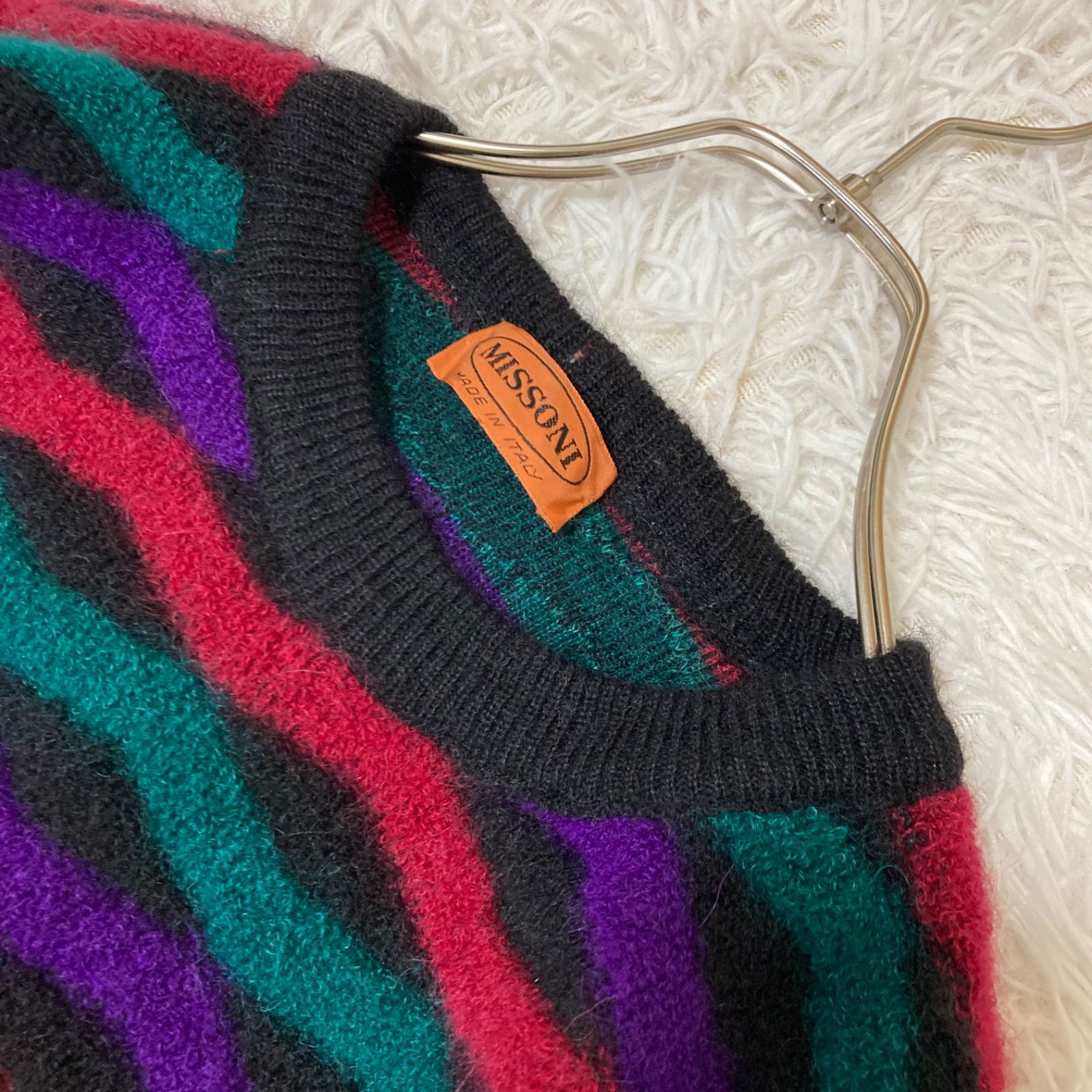 ミッソーニ 最高級オレンジタグ モヘア混 ボーダーニット サイズM