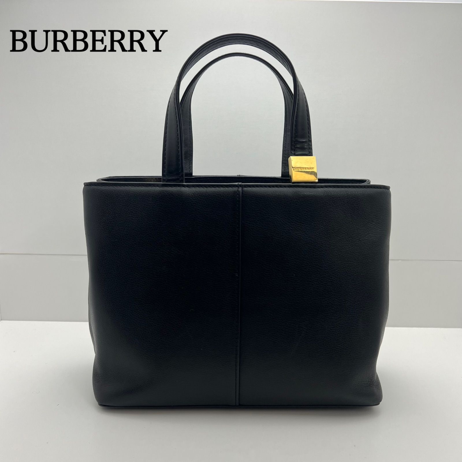 【美品】Burberry レザー ハンドバッグ フォーマル ゴールド金具 BURBERRY old archive GLD plate Leather hand bag バーバリー