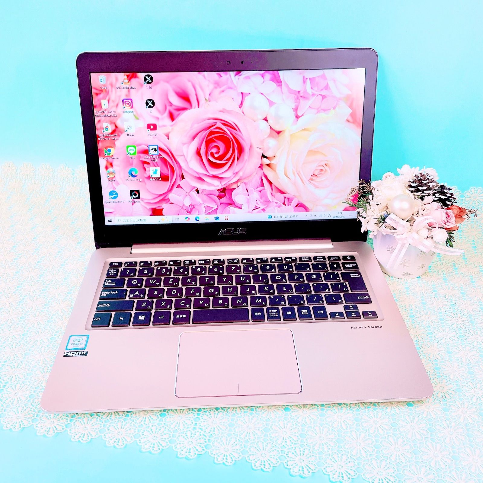 小型軽量❣️薄型ノートパソコン！おしゃれピンクゴールド✨️快適SSD