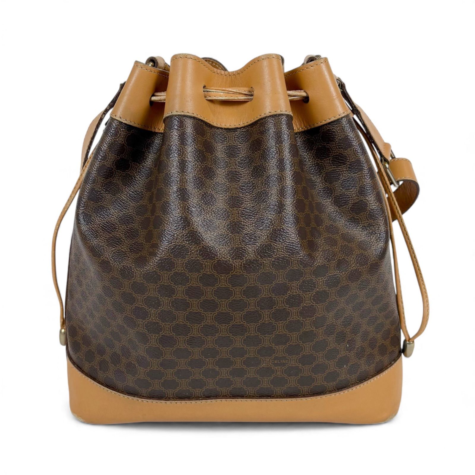 セリーヌ CELINE 巾着型 ショルダーバッグ ポーチ付き ブラウン