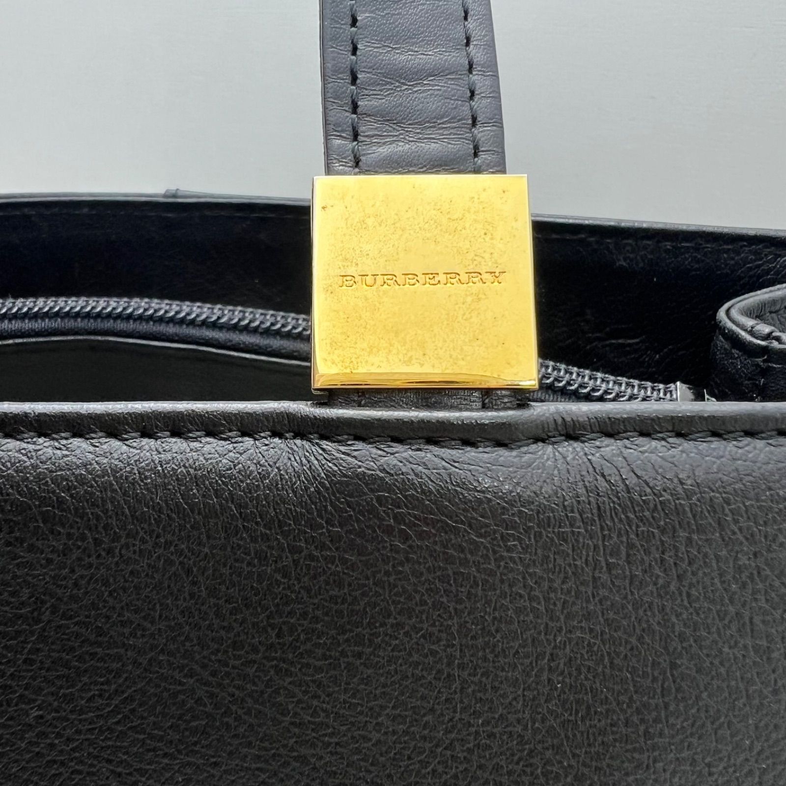 burberrys オールドバーバリー/イエローレザーハンドバッグ ゴールド金具 良い BURBERRY old archive GLD plate Leather hand bag バーバリー