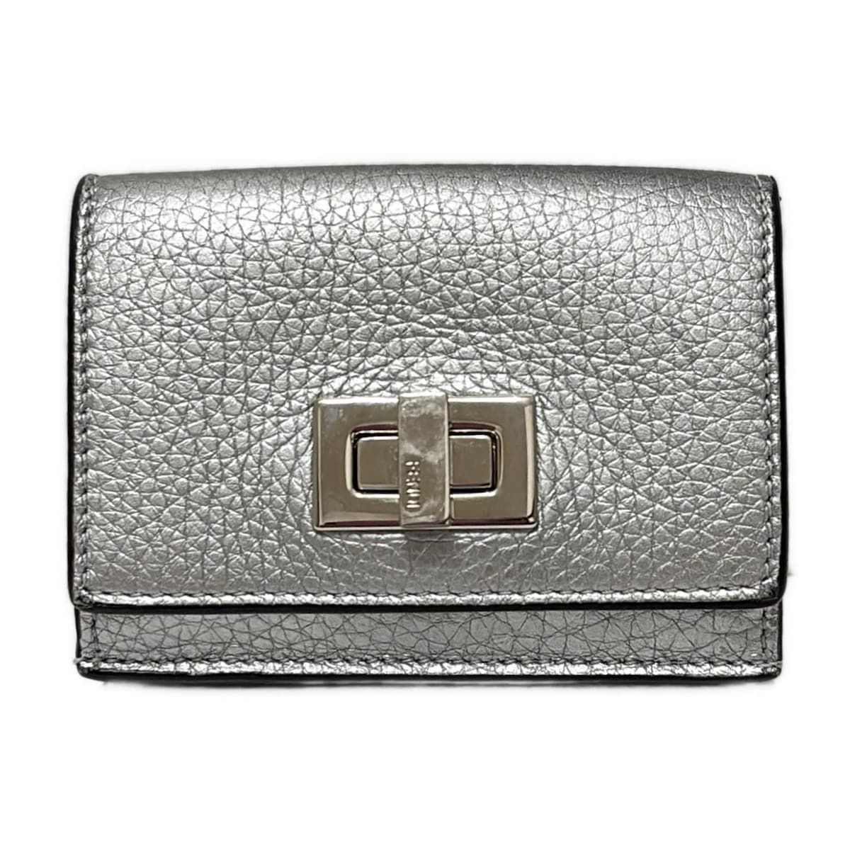 FENDI(フェンディ) 3つ折り財布 ピーカブー 8M0426 シルバー レザー
