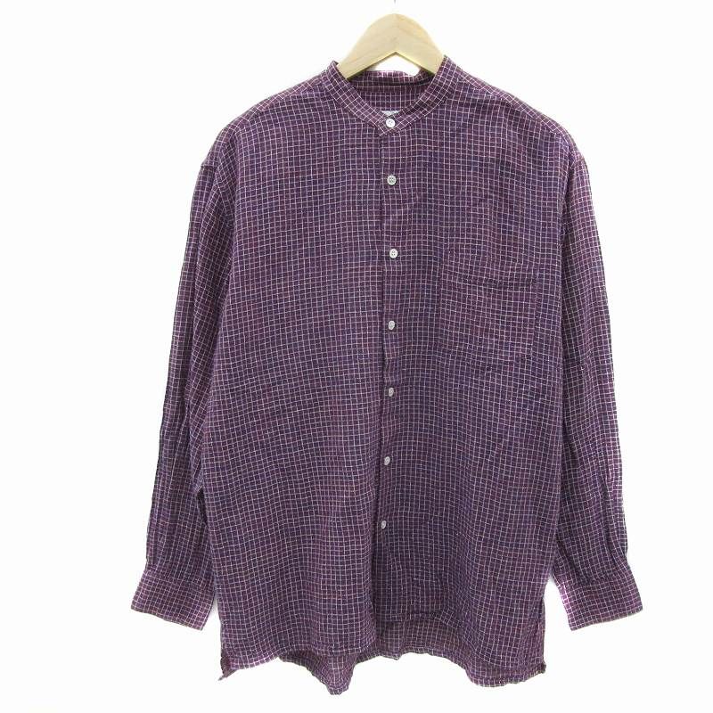 アダムエロペ Adam et Rope' カジュアルシャツ 長袖 バンドカラー