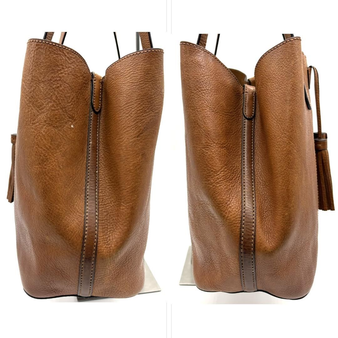 ポロラルフローレン レザー トートバッグ タッセル付 フリンジ