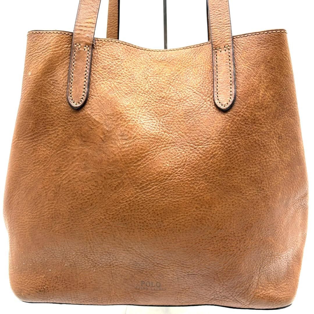 RALPH LAUREN ラルフローレン　バッグ　フリンジ　ブラウン　レザー ポロラルフローレン レザー トートバッグ タッセル付 フリンジ