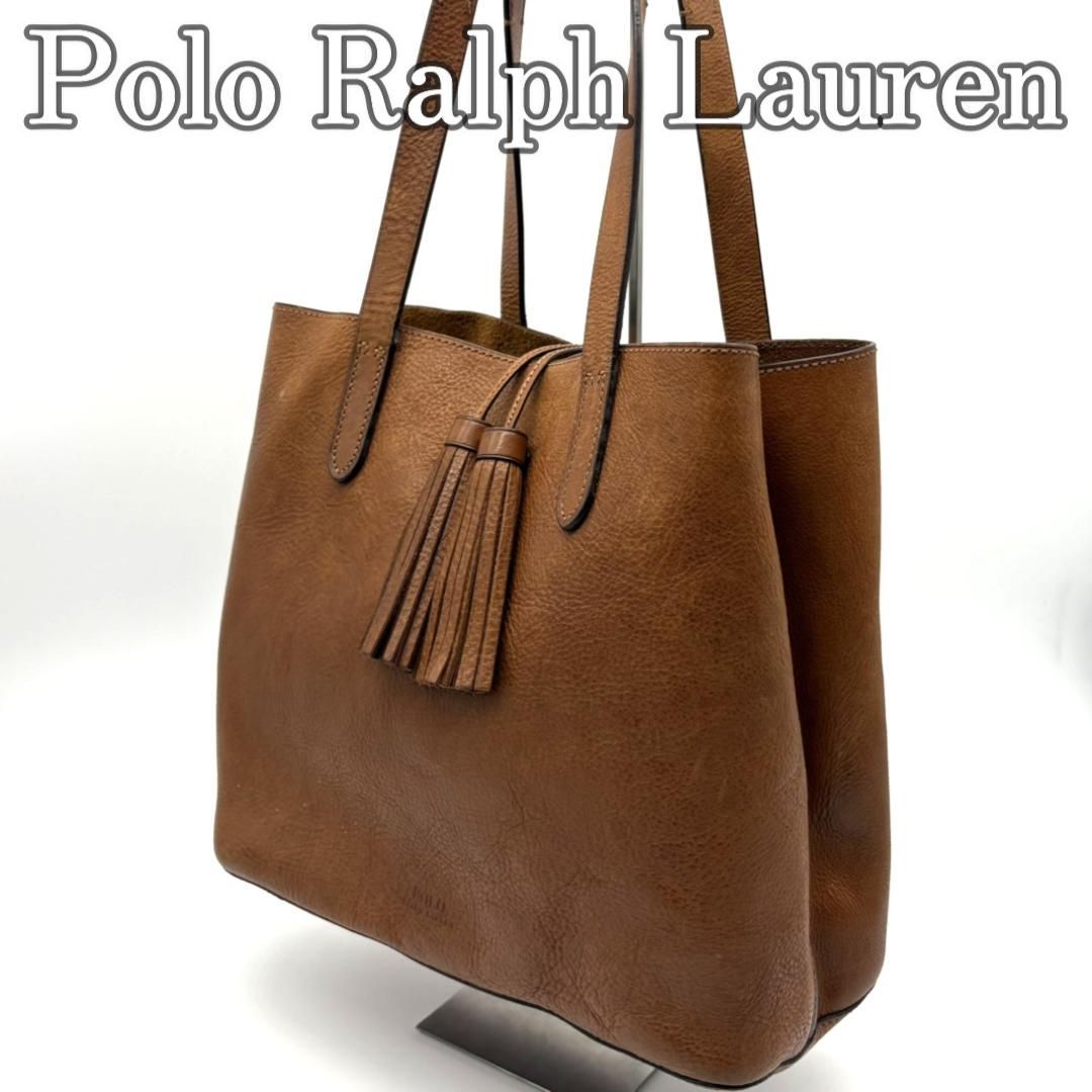 ポロラルフローレン レザー トートバッグ タッセル付 フリンジ