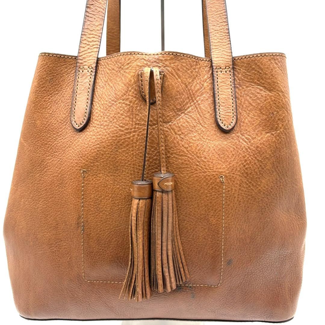 ポロラルフローレン レザー トートバッグ タッセル付 フリンジ