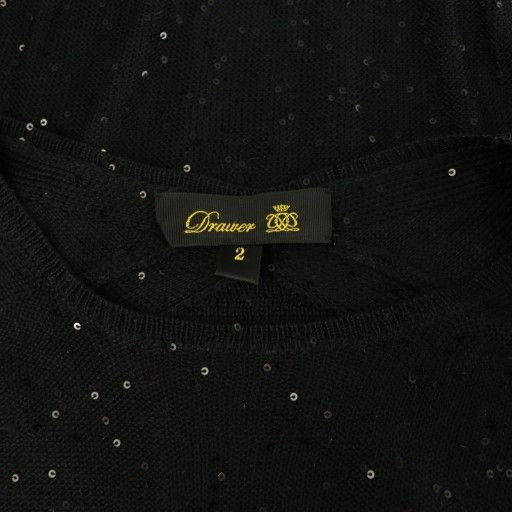 ドゥロワー Drawer スパンコール装飾 シルク ハーフスリーブニット