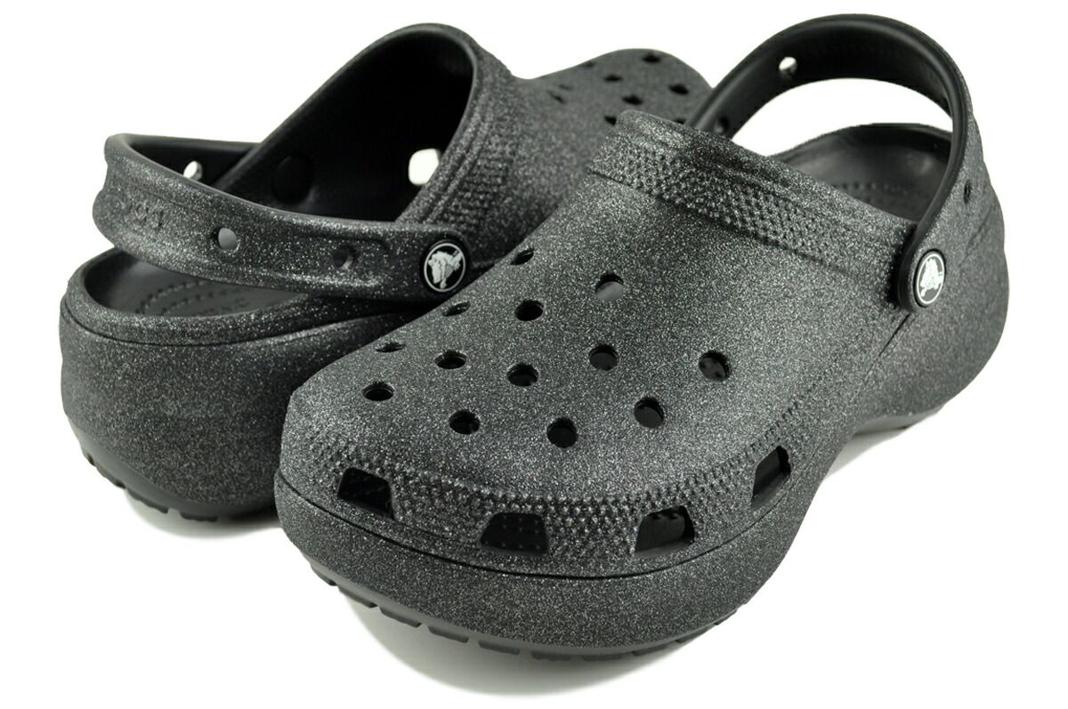 クロックス クラシック プラットフォーム グリッター クロッグ ウィメンズ ブラック crocs CLASSIC GLITTER CLOG W BLACK 207241-001 靴 シューズ サンダル レディース ガールズ 厚底