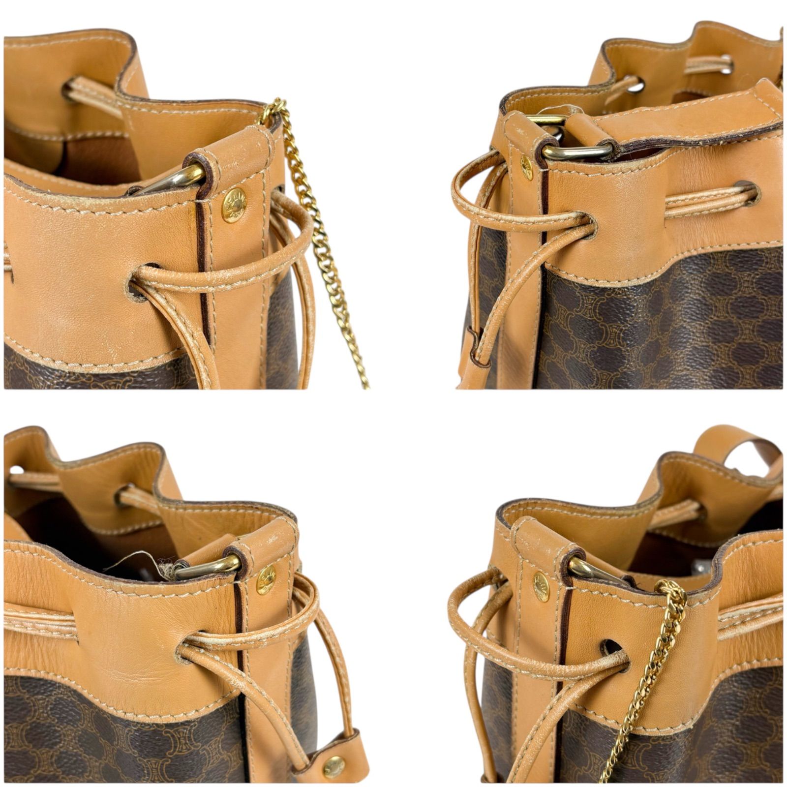 セリーヌ CELINE 巾着型 ショルダーバッグ ポーチ付き ブラウン 