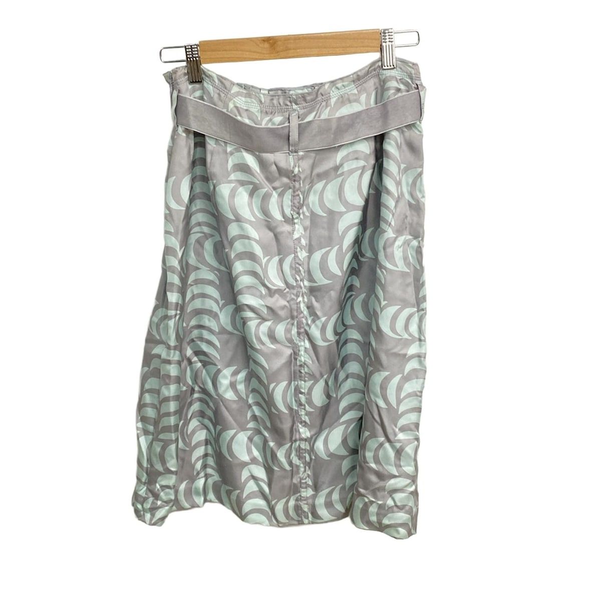 TORY BURCH トリーバーチ スカート サイズ6 M レディース グレー ライトグリーン ひざ丈 プリーツ とろみ素材 その他 