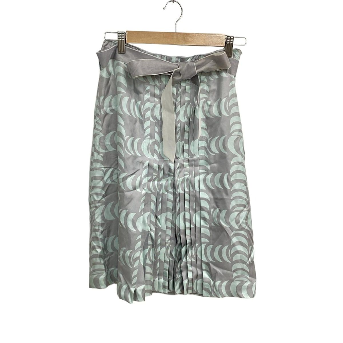 TORY BURCH トリーバーチ スカート サイズ6 M レディース グレー ライトグリーン ひざ丈 プリーツ