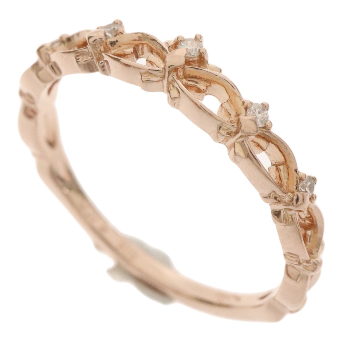 agete アガット K18PG 18金ピンクゴールド ダイヤ0.03ct リング 指輪