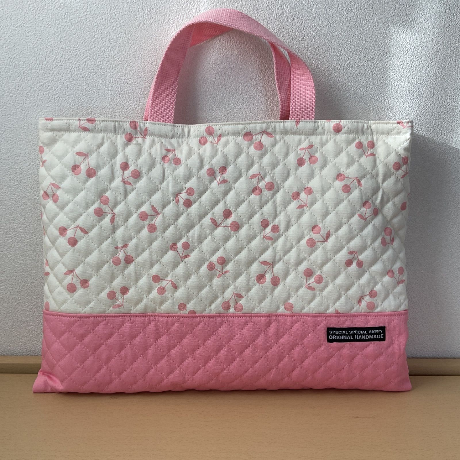 入園入学5点セット ハンドメイド女の子 さくらんぼ レッスンバッグ