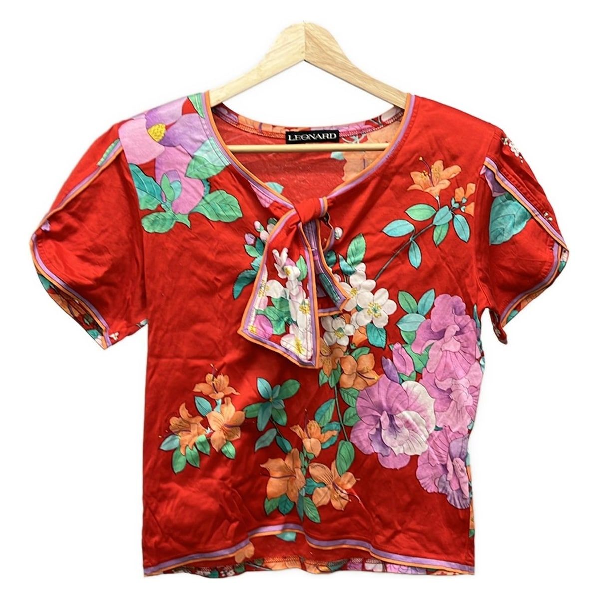 LEONARD(レオナール) 半袖カットソー サイズM レディース美品 - レッド