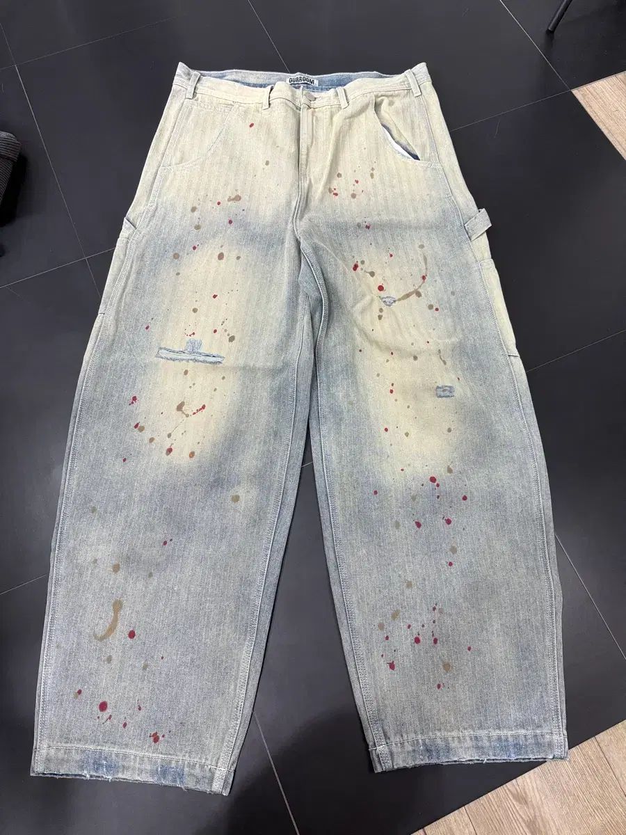 OURROOM デニム ペインティング ウォーク パンツ