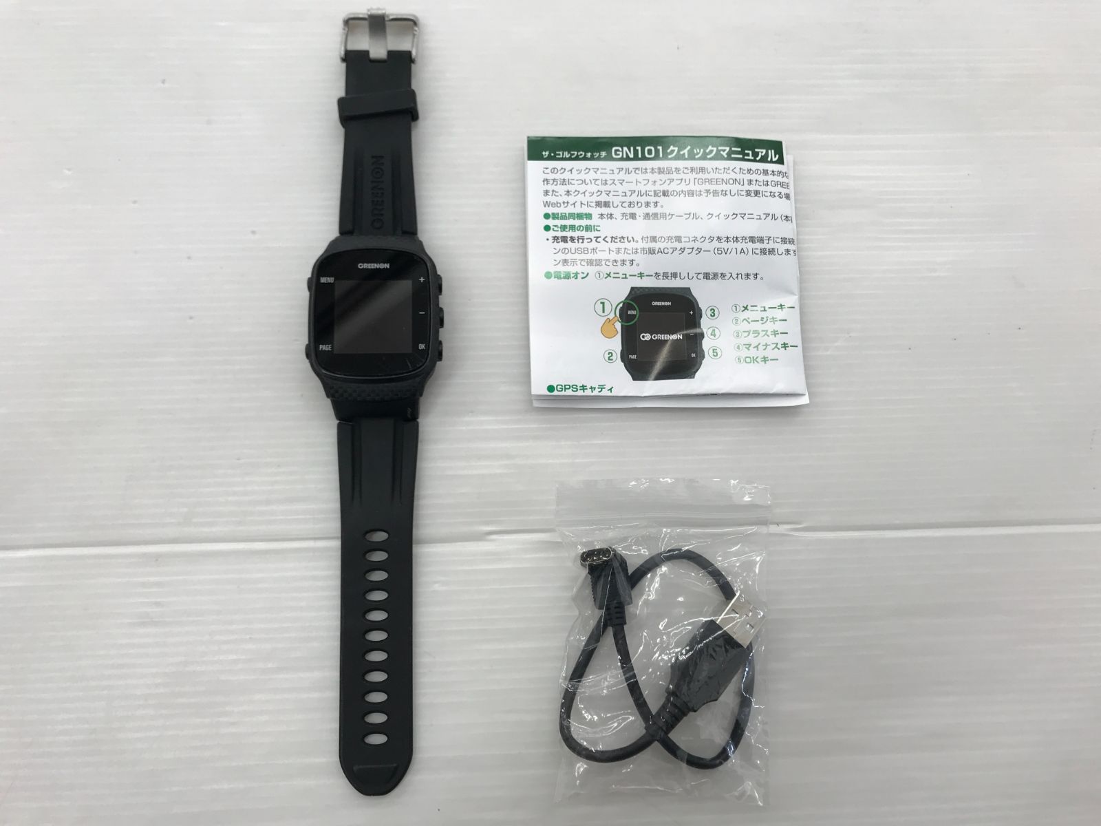 中古】グリーンオン THE GOLF WATCH GN101 ブラック 腕時計型GPSナビ